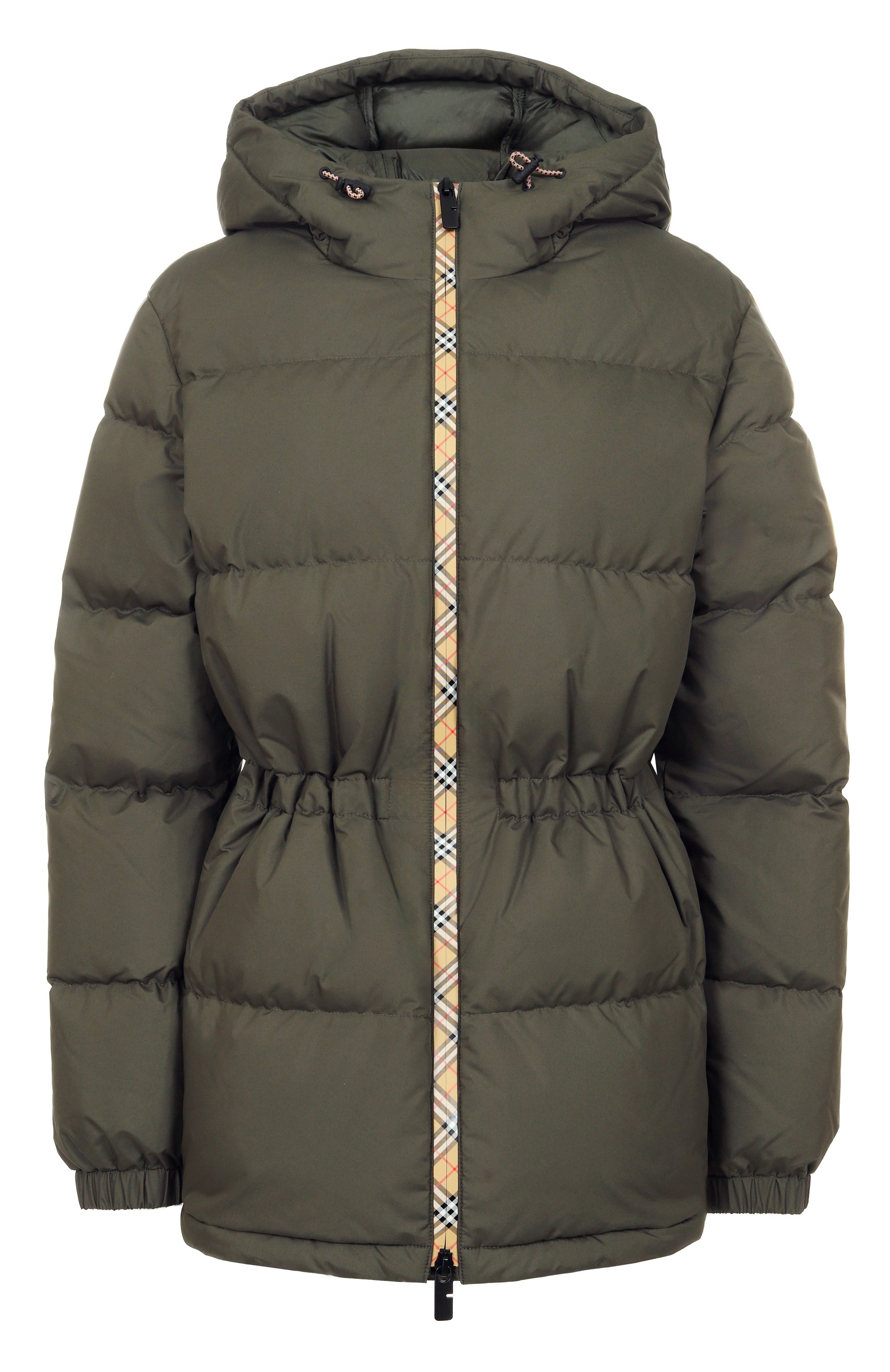 Пуховик BURBERRY хаки цвета по цене 229500 руб., арт. 8110246, фото 1 Пуховик BURBERRY, арт. 8110246, фото 1