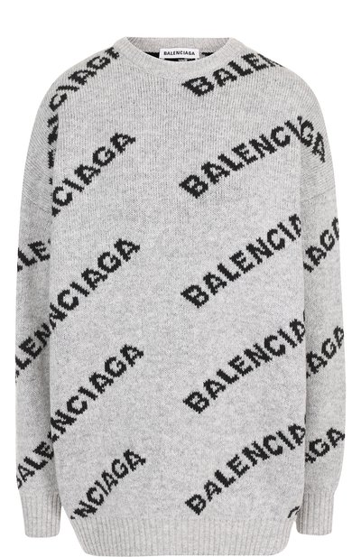 Женский шерстяной пуловер с круглым вырезом и логотипом бренда BALENCIAGA, арт. 529206/T1473