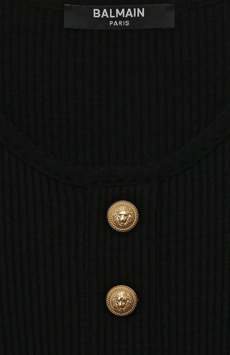 Детская шерстяной лонгслив BALMAIN черного цвета, арт. BT9A90 | Фото 3 (Рукава: Длинные; Материал внешний: Шерсть; Девочки Кросс-КТ: Лонгслив-одежда)