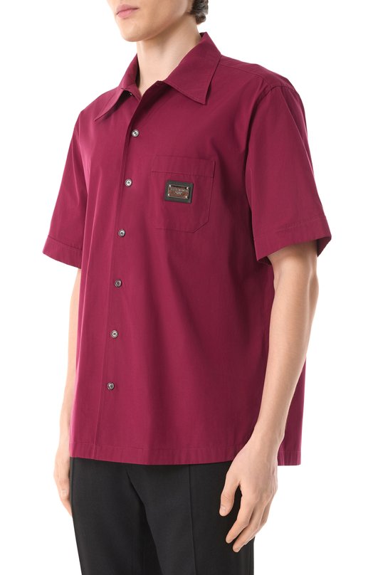 Хлопковая рубашка Dolce & Gabbana G5JH9T/GF855 Бордовый  G5JH9T/GF855 Фото 3
