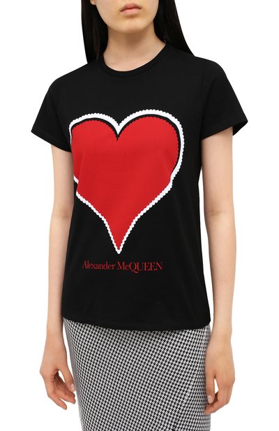Хлопковая футболка ALEXANDER MCQUEEN черного цвета по цене 29950 руб., арт. 642485/QZACA, фото 3 Хлопковая футболка ALEXANDER MCQUEEN, арт. 642485/QZACA, фото 3