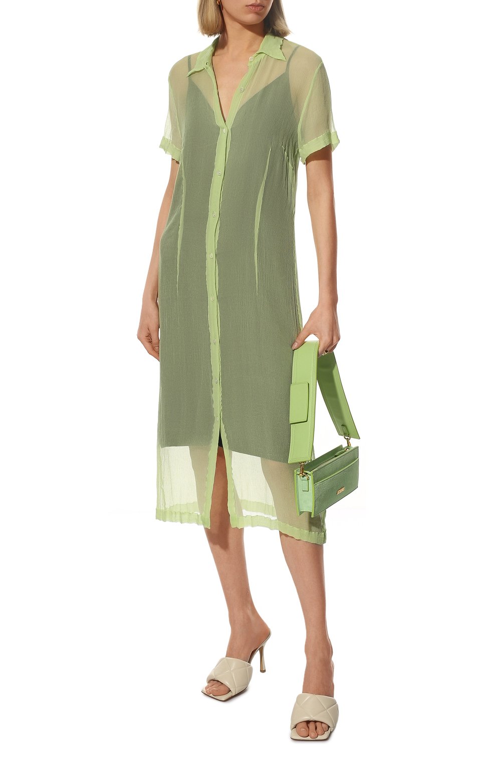 Шелковое платье DRIES VAN NOTEN зеленого цвета по цене 89950 руб., арт. 221-011088-4276, фото 2 Шелковое платье DRIES VAN NOTEN, арт. 221-011088-4276, фото 2