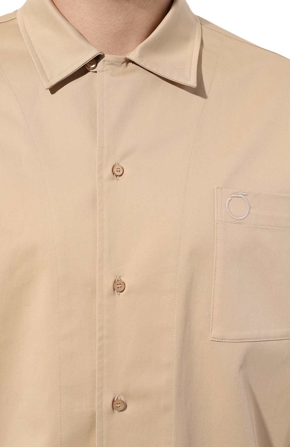 Хлопковая рубашка TRUSSARDI бежевого цвета по цене 25000 руб., арт. 52C00308-1T006185, фото 5 Хлопковая рубашка TRUSSARDI, арт. 52C00308-1T006185, фото 5