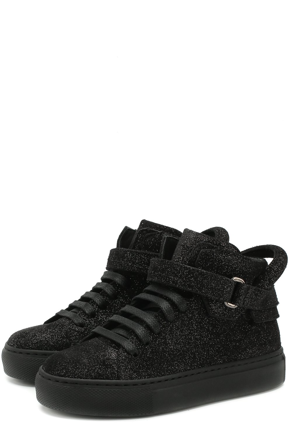 Высокие замшевые кеды на шнуровке с застежками велькро и глиттером BUSCEMI, арт. 118SK100LK990Q, фото 1