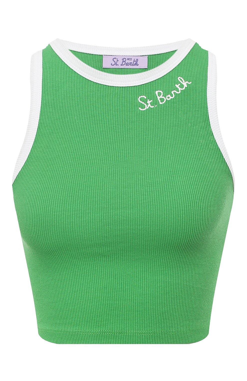 Хлопковый топ MC2 SAINT BARTH зеленого цвета по цене 6155 руб., арт. STBW/BLUE/07295D, фото 1 Хлопковый топ MC2 SAINT BARTH, арт. STBW/BLUE/07295D, фото 1