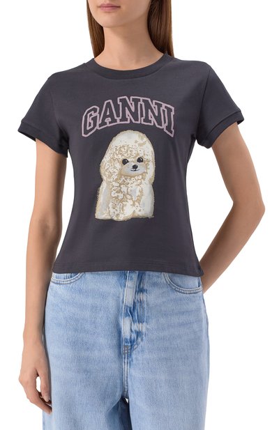 Хлопковая футболка GANNI, арт. T4239, фото 3