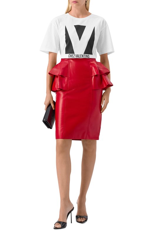 Кожаная юбка Valentino 7B3NI07V/9G6 Красный  7B3NI07V/9G6 Фото 2