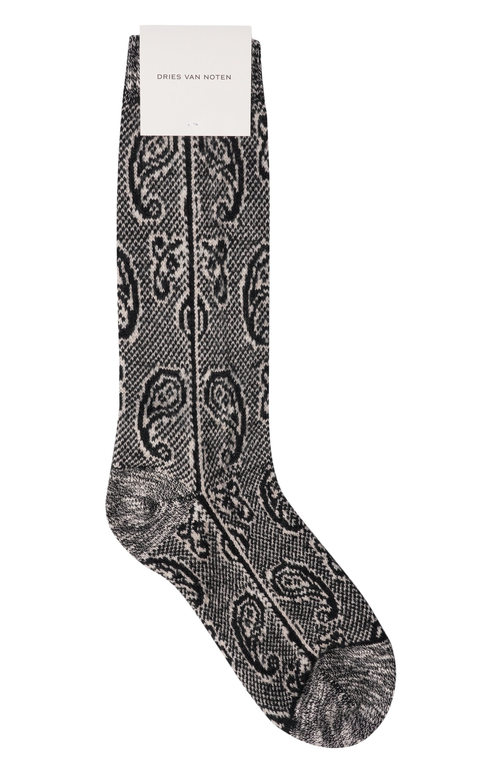 Шерстяные носки DRIES VAN NOTEN черно-белого цвета по цене 20850 руб., арт. 131901/4750, фото 1 Шерстяные носки DRIES VAN NOTEN, арт. 131901/4750, фото 1