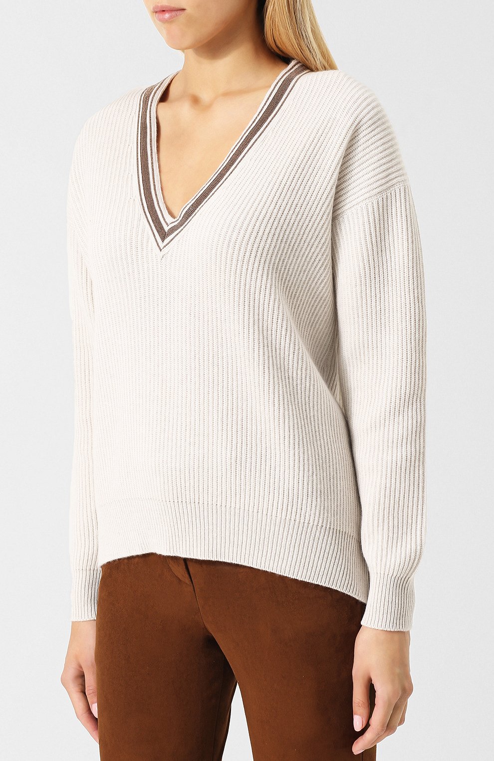 Кашемировый пуловер с v-образным вырезом BRUNELLO CUCINELLI, арт. M12716802, фото 3