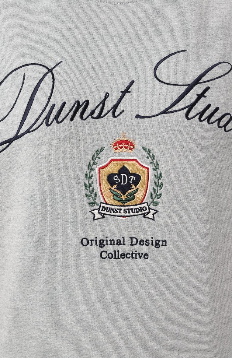Женский хлопковый свитшот DUNST серого цвета, арт. UDTS5A113G2 | Фото 6 (Драгоценные камни: Проставлено; Рукава: Длинные; Материал сплава: Проставлено; Длина (для топов): Стандартные; Стили: Спорт-шик; Женское Кросс-КТ: Свитшот-одежда; Материал внешний: Хлопок)
