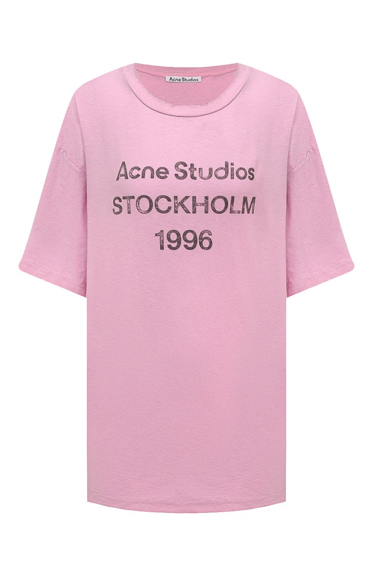 Женская розовая хлопковая футболка ACNE STUDIOS купить в интернет ...