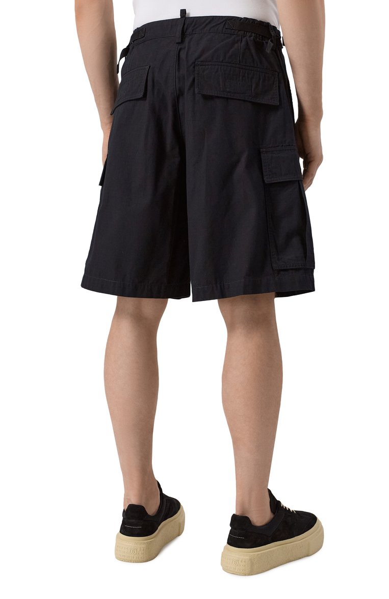 Мужские хлопковые шорты icon DSQUARED2 черного цвета, арт. S79MU0074/D35224 | Фото 4 (Длина Шорты М: Ниже колена; Случай: Повседневный; Стили: Кэжуэл; Принт: Без принта; Материал внешний: Хлопок)