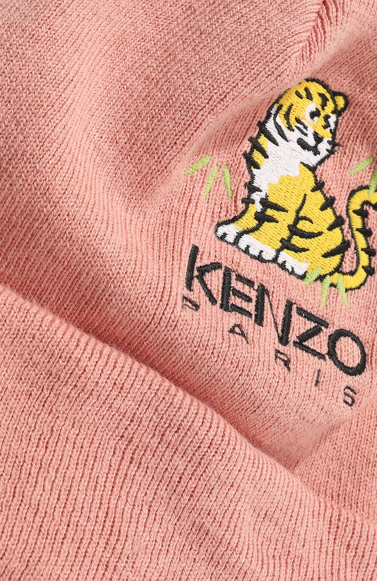 Детского шапка из хлопка и кашемира KENZO розового цвета, арт. K51031/T3 | Фото 3 (Материал: Текстиль, Хлопок; Материал сплава: Проставлено; Нос: Не проставлено)