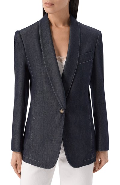 Джинсовый жакет GIORGIO ARMANI темно-синего цвета по цене 358000 руб., арт. GW003505/TE23261, фото 3 Джинсовый жакет GIORGIO ARMANI, арт. GW003505/TE23261, фото 3