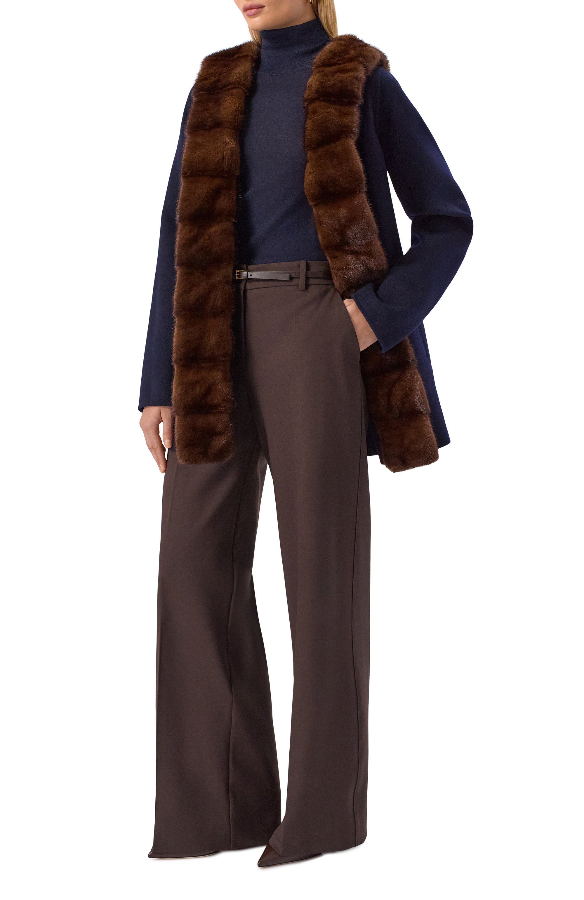 Кашемировое пальто с отделкой из норки KITON, арт. D60620DK05I3806, фото 2