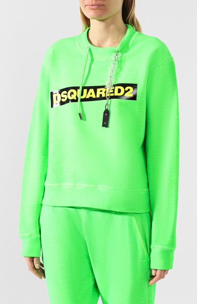 Хлопковый пуловер DSQUARED2 зеленого цвета по цене 54600 руб., арт. S75GU0180/S25030, фото 3 Хлопковый пуловер DSQUARED2, арт. S75GU0180/S25030, фото 3
