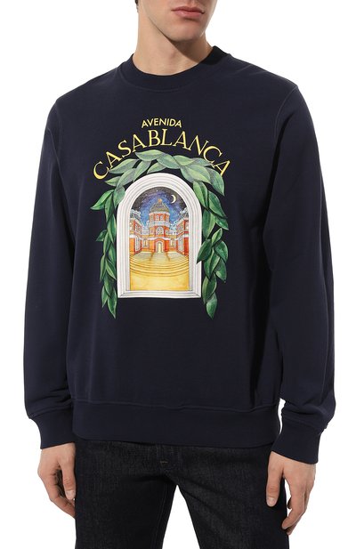 Хлопковый свитшот CASABLANCA темно-синего цвета по цене 49750 руб., арт. MS23-JTP-001-05, фото 3 Хлопковый свитшот CASABLANCA, арт. MS23-JTP-001-05, фото 3