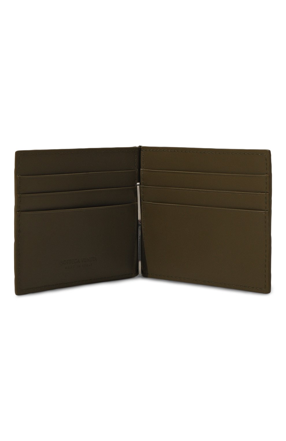 Кожаный зажим для купюр BOTTEGA VENETA хаки цвета по цене 64350 руб., арт. 749404/VCPQ4, фото 3 Кожаный зажим для купюр BOTTEGA VENETA, арт. 749404/VCPQ4, фото 3