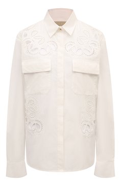 Женская рубашка ELIE SAAB белого цвета, арт. SH009 | Фото 1 (Рукава: Длинные; Драгоценные камни: Проставлено; Материал внешний: Хлопок, Синтетический материал; Длина (для топов): Удлиненные; Материал сплава: Проставлено; Стили: Кэжуэл; Принт: Без принта; Женское Кросс-КТ: Рубашка-одежда)
