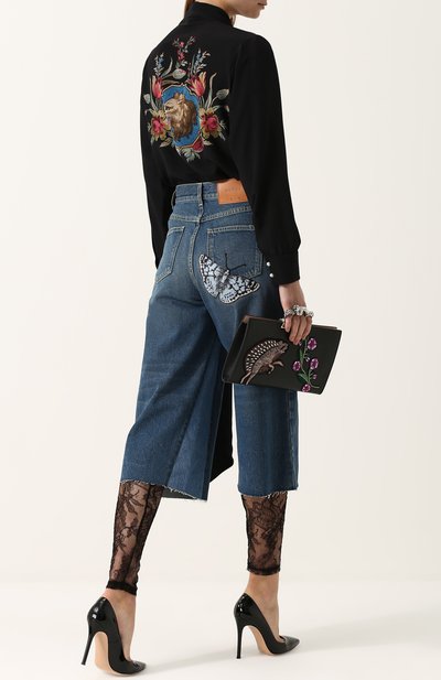 Укороченные расклешенные джинсы с потертостями GUCCI, арт. 478028/XR675, фото 2