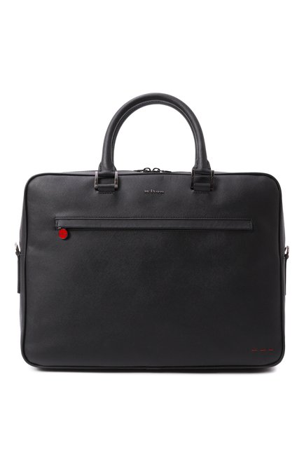 Мужской портфель KITON черного цвета, арт. UBA0007N0122808 | Фото 1 (Размер: large; Материал сплава: Проставлено; Драгоценные камни: Проставлено; Материал: Натуральная кожа; Ремень/цепочка: На ремешке)