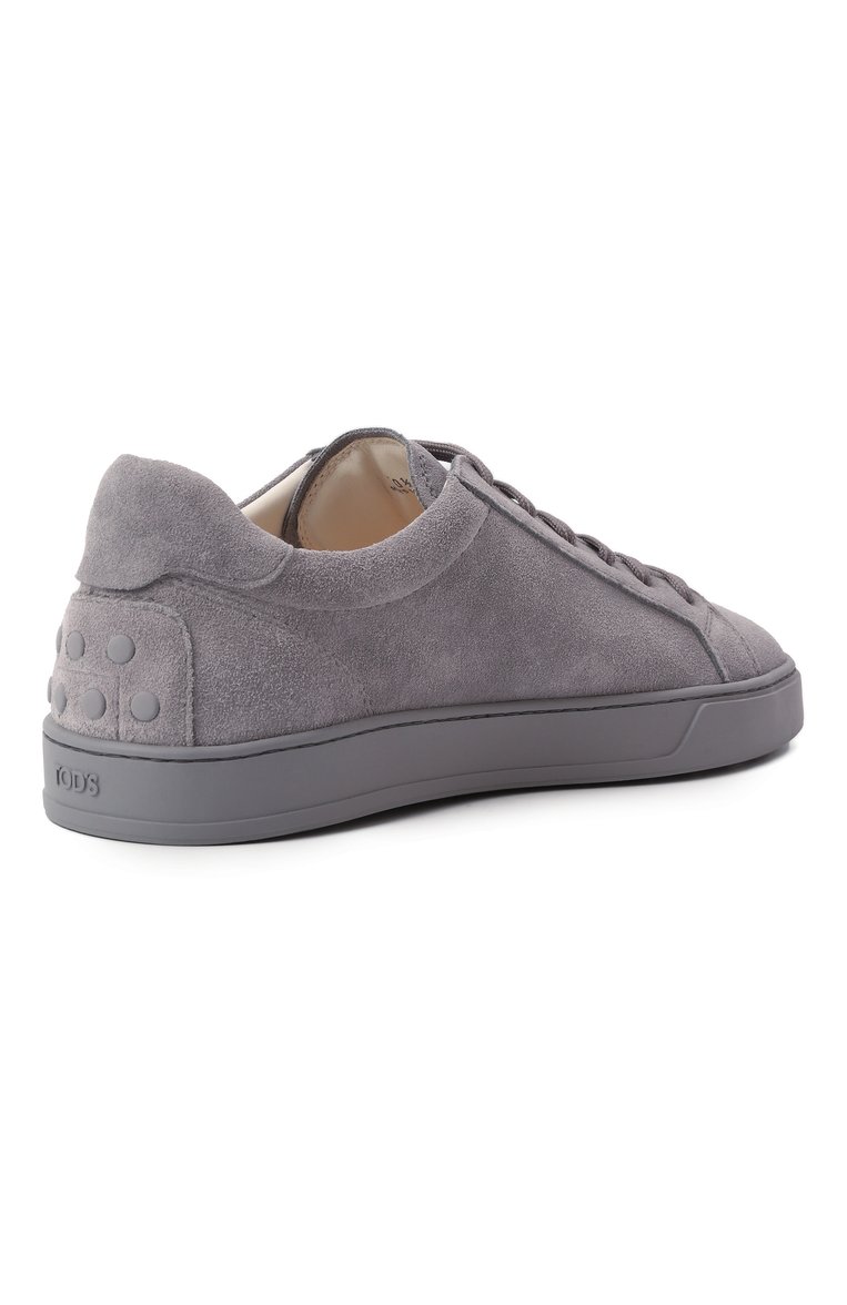Мужские замшевые кеды TOD’S серого цвета, арт. XXM04L0HZ40RE0 | Фото 5 (Материал внутренний: Натуральная кожа; Материал утеплителя: Без утеплителя; Материал внешний: Замша, Натуральная кожа; Стили: Классический; Кросс-КТ: Низкие; Подошва: Плоская)