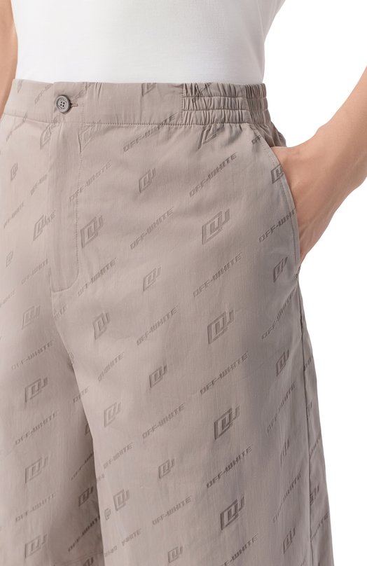 Хлопковые шорты Off-White 0MCB092S26FAB002 Бежевый  0MCB092S26FAB002 Фото 5