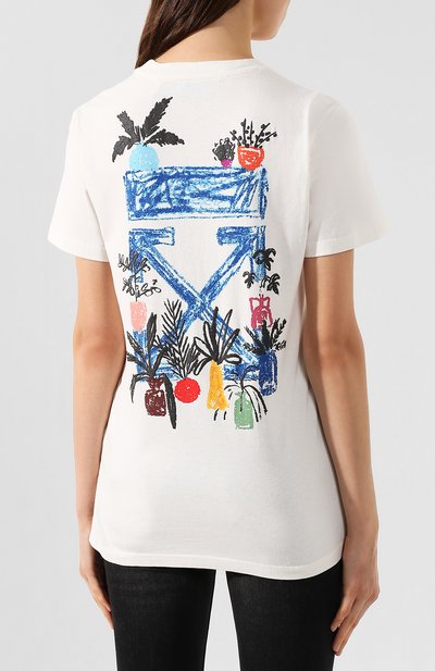 Хлопковая футболка OFF-WHITE белого цвета по цене 19950 руб., арт. 0WAA049E19B070630130, фото 4 Хлопковая футболка OFF-WHITE, арт. 0WAA049E19B070630130, фото 4
