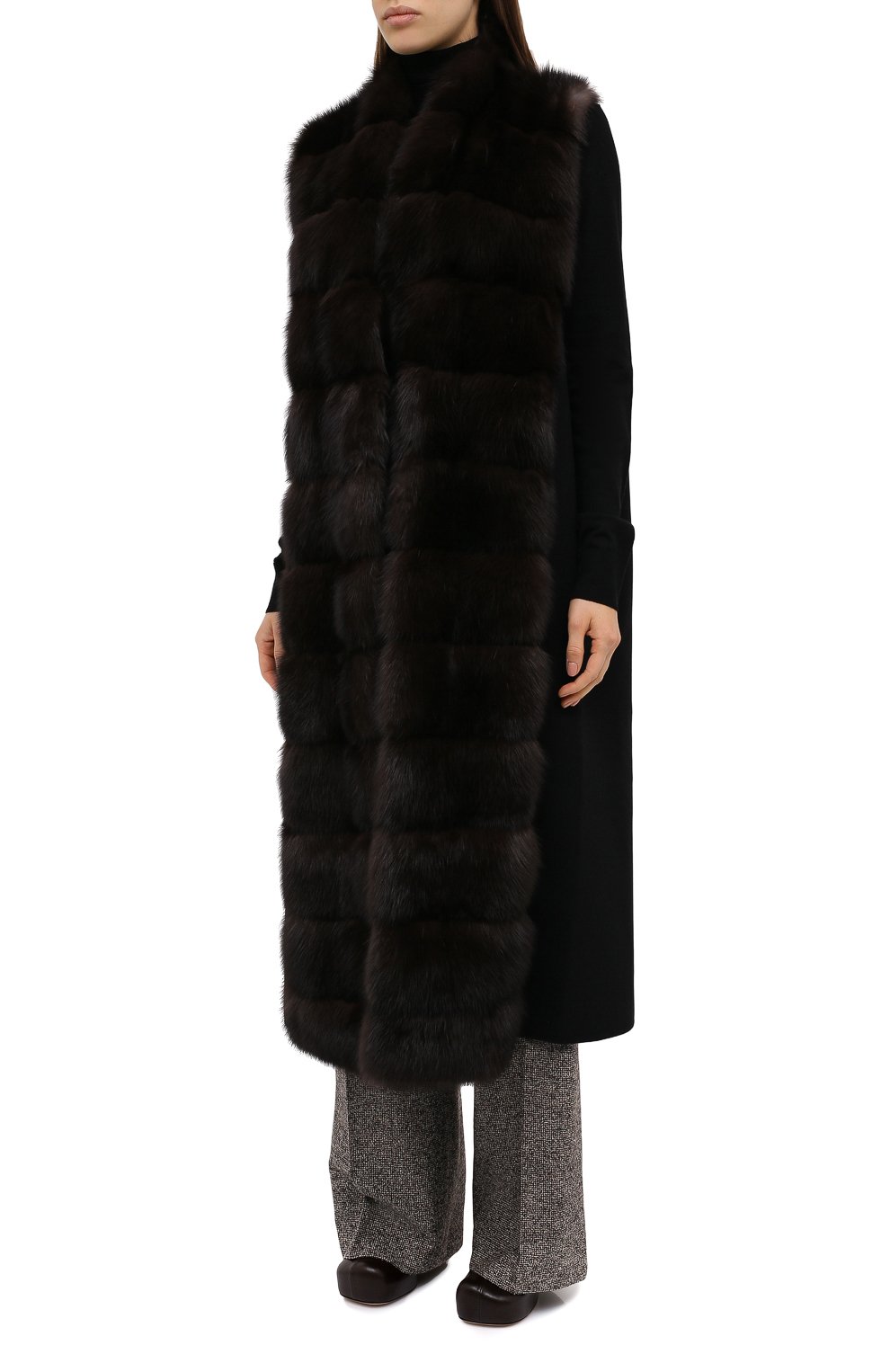 Жилет с меховой отделкой MANZONI24, арт. 20M769-ZDB1/EXTRADARK/BLACK/48-52, фото 4