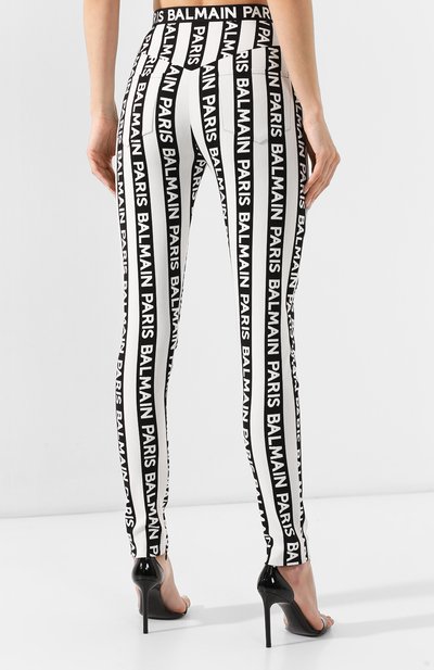 Хлопковые брюки BALMAIN черно-белого цвета по цене 118500 руб., арт. RF15222/C051, фото 4 Хлопковые брюки BALMAIN, арт. RF15222/C051, фото 4
