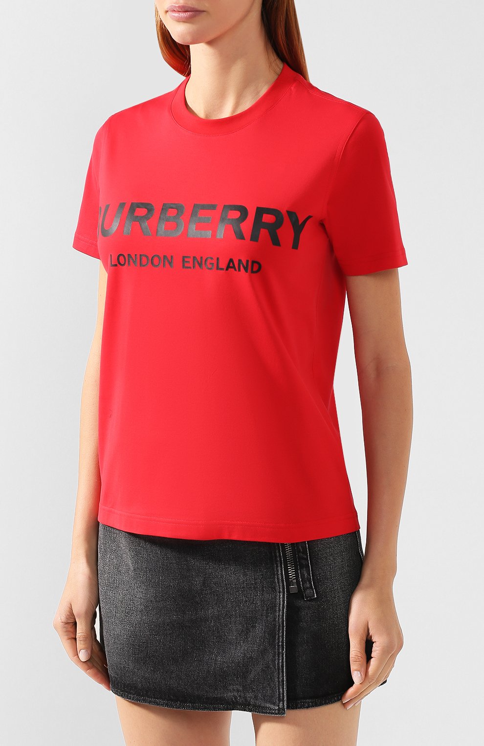 Хлопковая футболка BURBERRY красного цвета по цене 43250 руб., арт. 8021272, фото 3 Хлопковая футболка BURBERRY, арт. 8021272, фото 3
