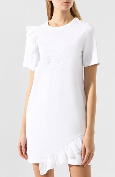 Хлопковое платье KENZO белого цвета по цене 23050 руб., арт. 2R07014YH, фото 3 Хлопковое платье KENZO, арт. 2R07014YH, фото 3