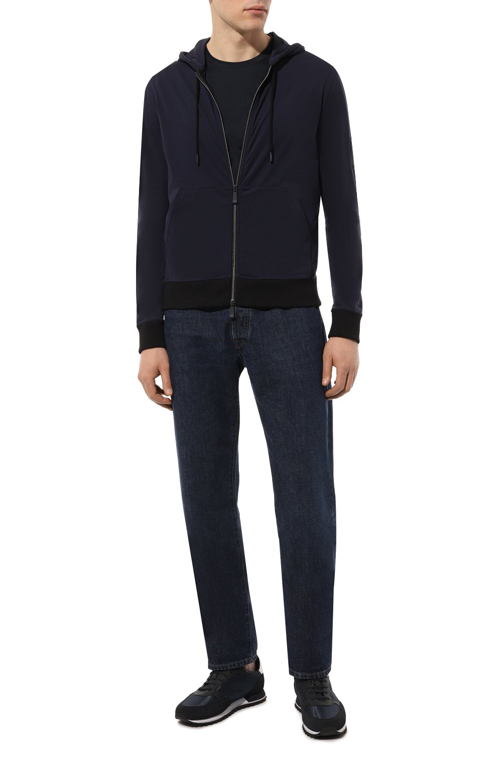 Комбинированные кроссовки BOSS темно-синего цвета по цене 29850 руб., арт. 50470152, фото 2 Комбинированные кроссовки BOSS, арт. 50470152, фото 2