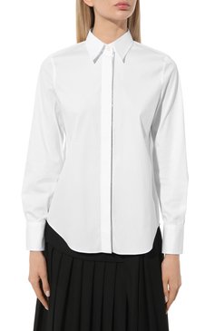 Женская хлопковая рубашка BRUNELLO CUCINELLI белого цвета, арт. M0091MA626 | Фото 3 (Драгоценные камни: Проставлено; Рукава: Длинные; Материал сплава: Проставлено; Длина (для топов): Стандартные; Материал внешний: Хлопок; Женское Кросс-КТ: Рубашка-одежда; Принт: Без принта; Стили: Классический)