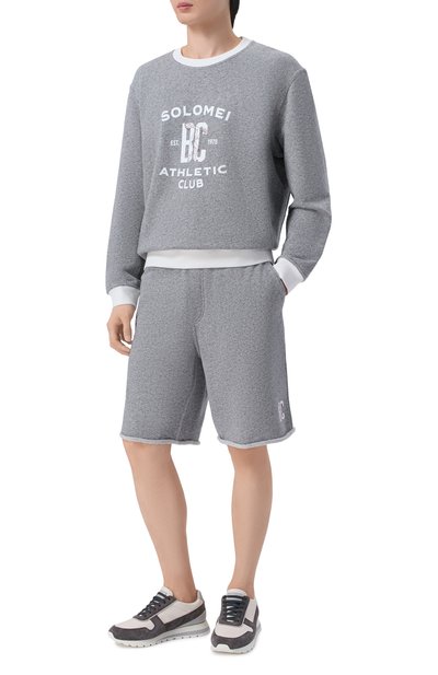 Шорты из хлопка и льна BRUNELLO CUCINELLI серого цвета по цене 123000 руб., арт. MR8313375G, фото 2 Шорты из хлопка и льна BRUNELLO CUCINELLI, арт. MR8313375G, фото 2