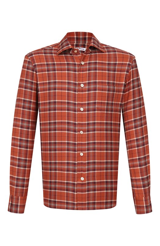 Рубашка из хлопка и кашемира Kiton UMCNERH0942002 Оранжевый UMCNERH0942002