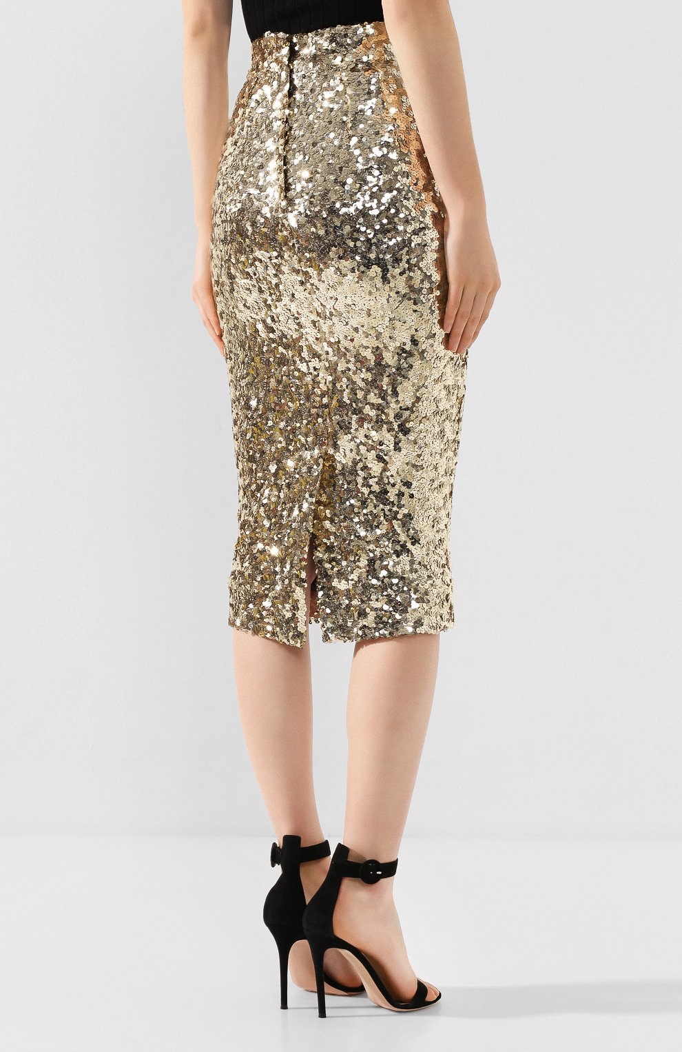 Юбка с пайетками DOLCE & GABBANA золотого цвета по цене 125500 руб., арт. F4BS1T/HLMZM, фото 4 Юбка с пайетками DOLCE & GABBANA, арт. F4BS1T/HLMZM, фото 4
