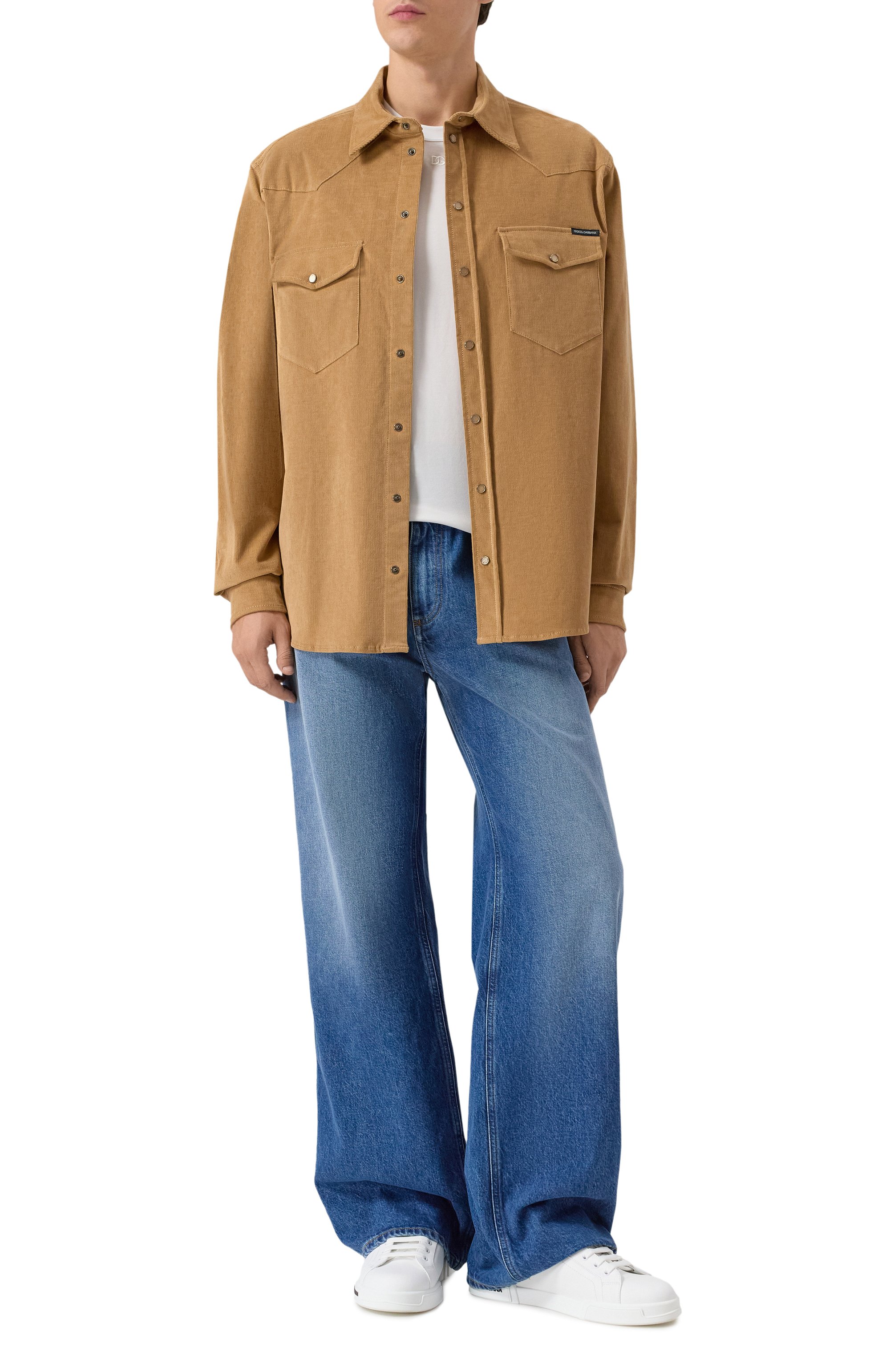 Вельветовая рубашка DOLCE & GABBANA бежевого цвета по цене 99950 руб., арт. G5MA1T/GJ589, фото 2 Вельветовая рубашка DOLCE & GABBANA, арт. G5MA1T/GJ589, фото 2