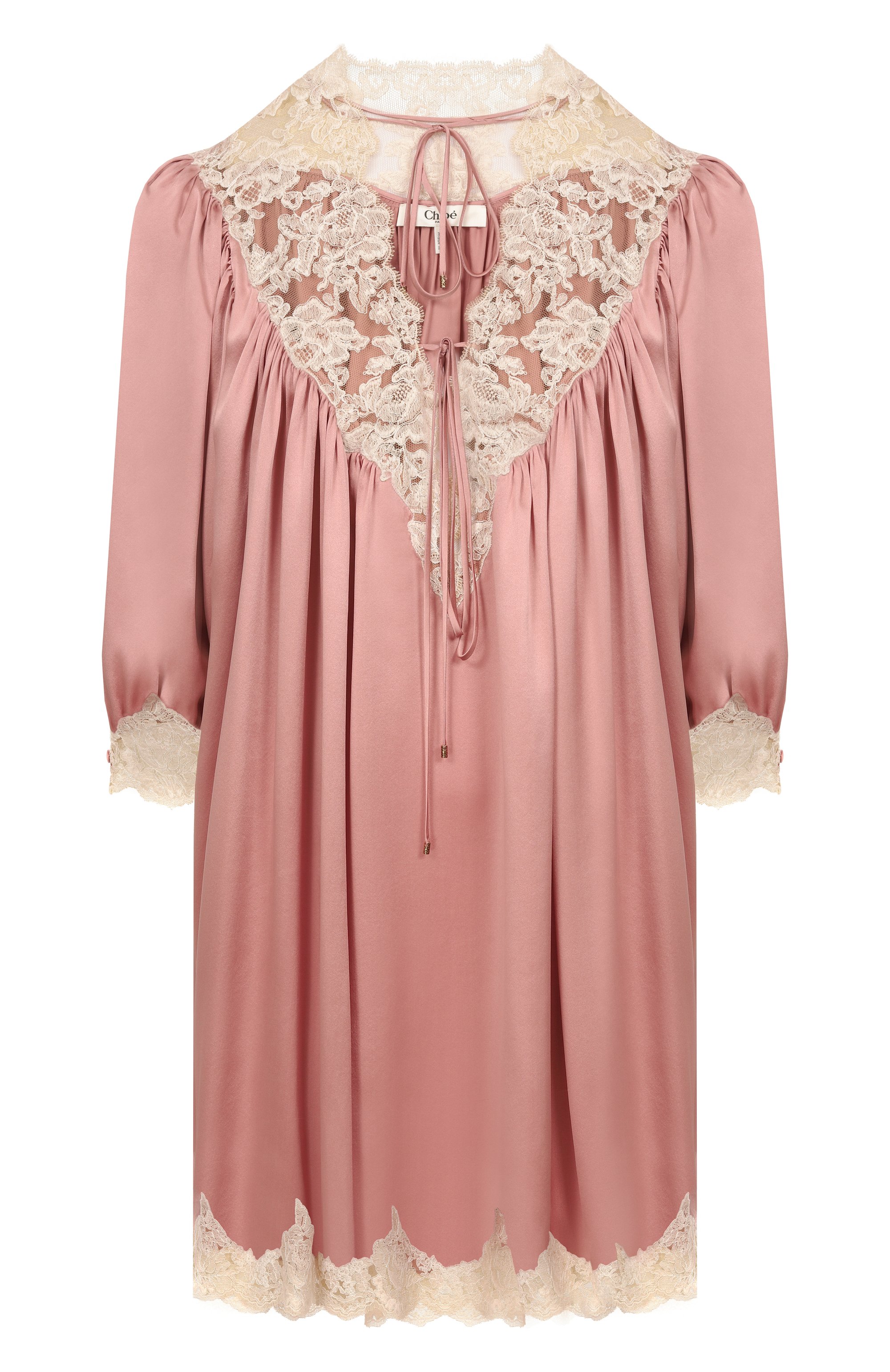 Атласное платье CHLOÉ розового цвета по цене 491000 руб., арт. CH26SR006008_001, фото 1 Атласное платье CHLOÉ, арт. CH26SR006008_001, фото 1