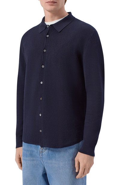 Хлопковая рубашка VAN LAACK темно-синего цвета по цене 29950 руб., арт. VL-SAFIN0-XX/S00267, фото 3 Хлопковая рубашка VAN LAACK, арт. VL-SAFIN0-XX/S00267, фото 3