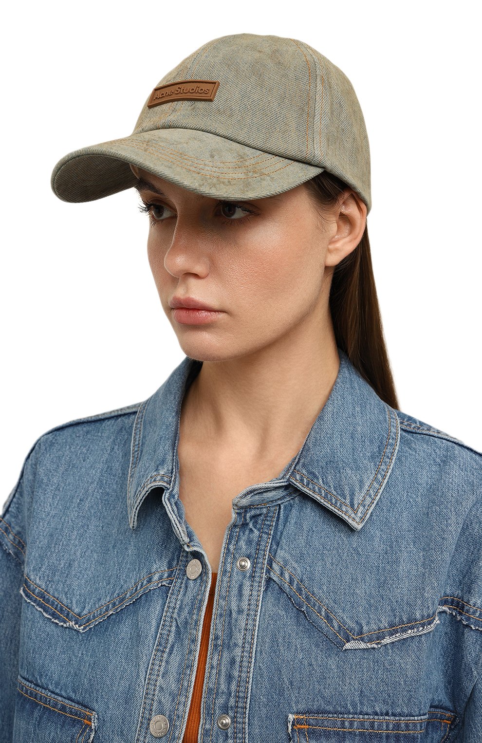 Джинсовая бейсболка ACNE STUDIOS голубого цвета по цене 18150 руб., арт. FN-UX-HATS000209, фото 2 Джинсовая бейсболка ACNE STUDIOS, арт. FN-UX-HATS000209, фото 2