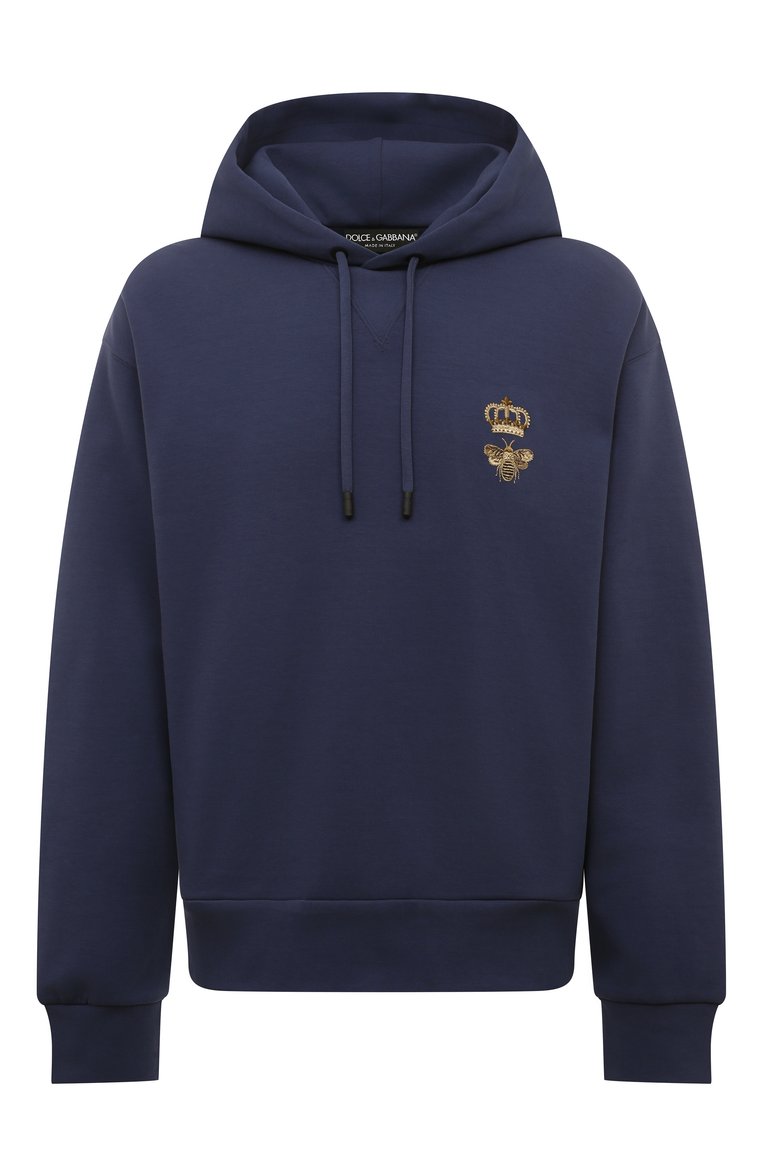 Мужской хлопковое худи DOLCE & GABBANA синего цвета, арт. G9ACJZ/HU7H9 | Фото 1 (Рукава: Длинные; Драгоценные камни: Проставлено; Материал внешний: Хлопок, Синтетический материал; Материал сплава: Проставлено; Длина (для топов): Стандартные; Мужское Кросс-КТ: Худи-одежда; Принт: Без принта; Стили: Кэжуэл)