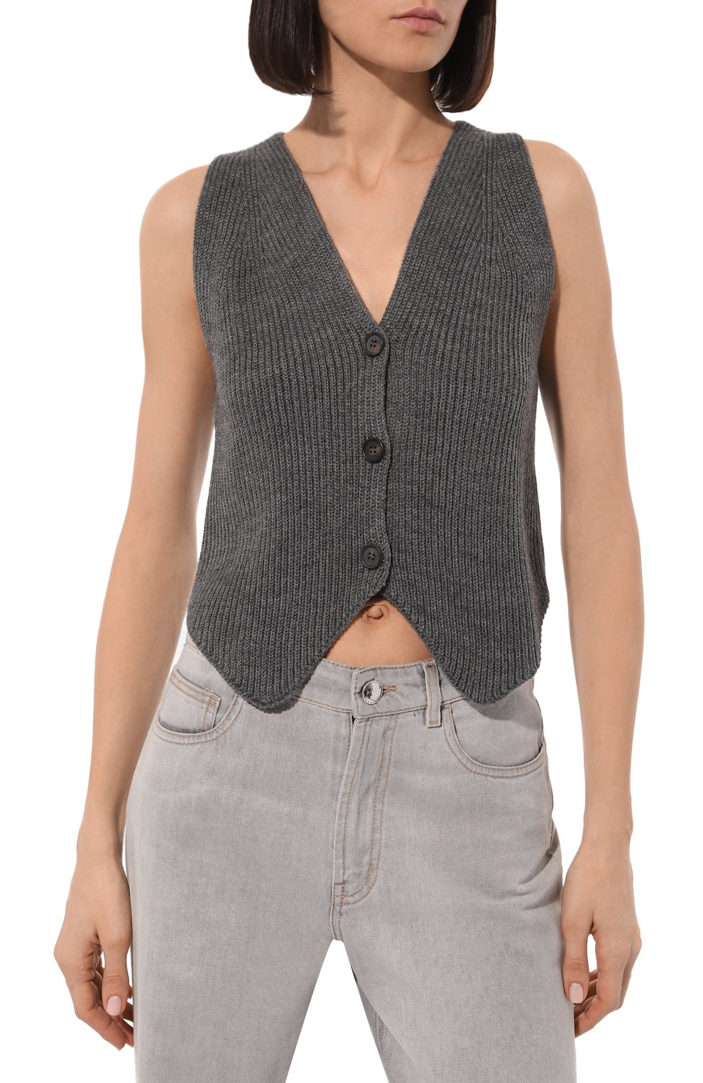 Жилет LESYANEBO серого цвета по цене 9400 руб., арт. FW22/KNIT008, фото 3 Жилет LESYANEBO, арт. FW22/KNIT008, фото 3