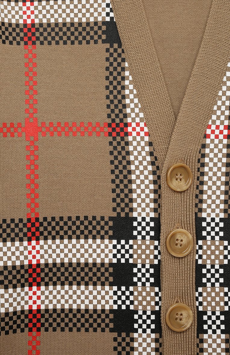 Детский шерстяной кардиган BURBERRY бежевого цвета, арт. 8068399 | Фото 3 (Материал внешний: Шерсть; Рукава: Длинные; Мальчики Кросс-КТ: Кардиган-одежда)