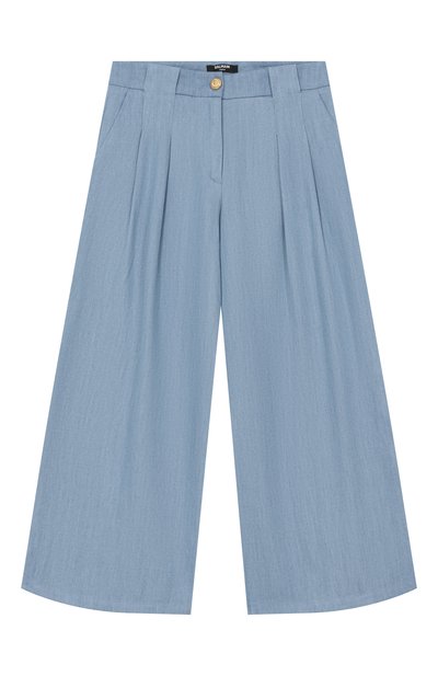 Детские брюки из хлопка и лиоцелла BALMAIN голубого цвета по цене 39950 руб., арт. BY6B71 | Фото 1 Брюки из хлопка и лиоцелла BALMAIN, арт. BY6B71