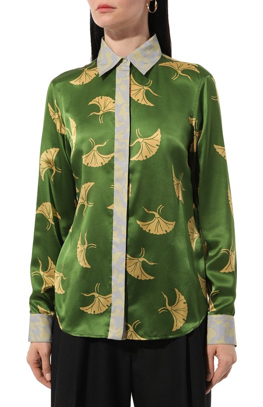 Блузка из шелка и вискозы Dries Van Noten 010701-8141 Зелёный  010701-8141 Фото 3