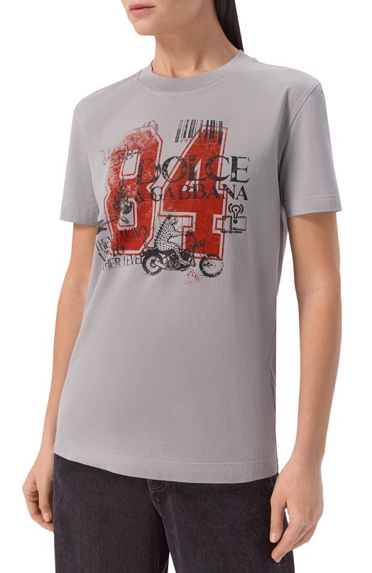 Хлопковая футболка Dolce & Gabbana F8V42T/GDDPA Серый  F8V42T/GDDPA Фото 3