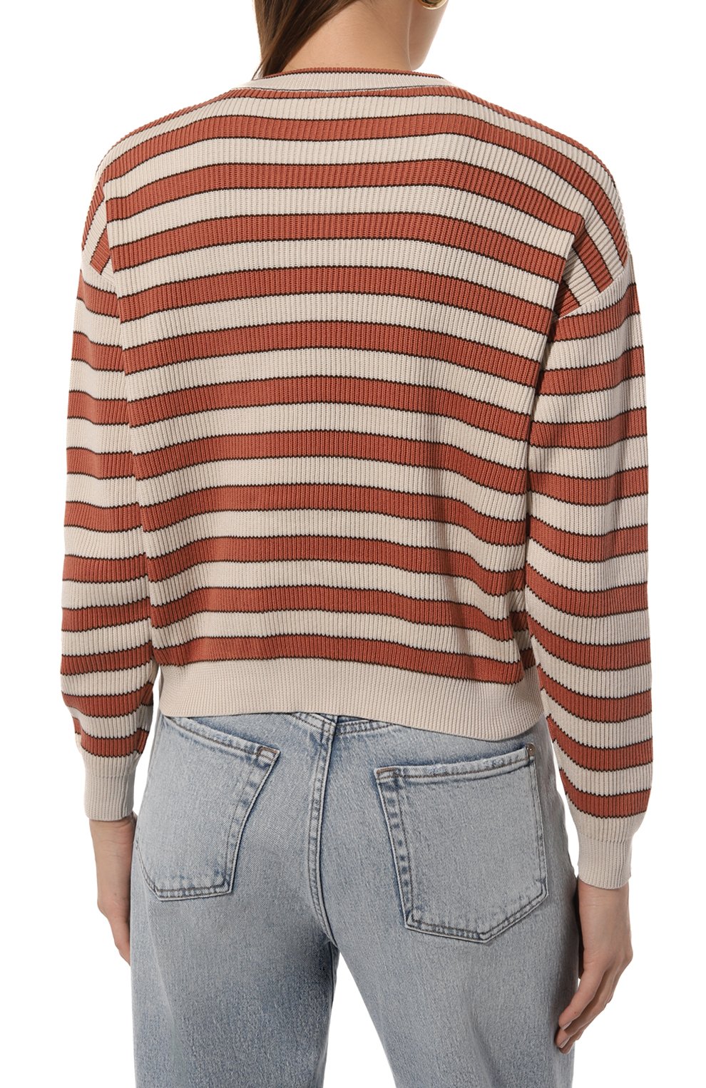 Хлопковый пуловер BRUNELLO CUCINELLI оранжевого цвета по цене 154000 руб., арт. M1919B1331, фото 4 Хлопковый пуловер BRUNELLO CUCINELLI, арт. M1919B1331, фото 4