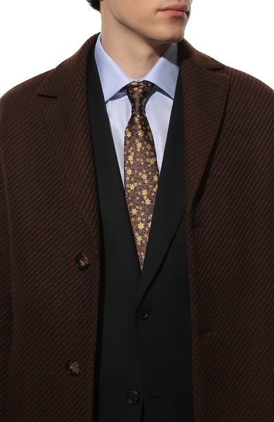 Шелковый галстук CANALI коричневого цвета по цене 14650 руб., арт. 18/HJ03397, фото 2 Шелковый галстук CANALI, арт. 18/HJ03397, фото 2