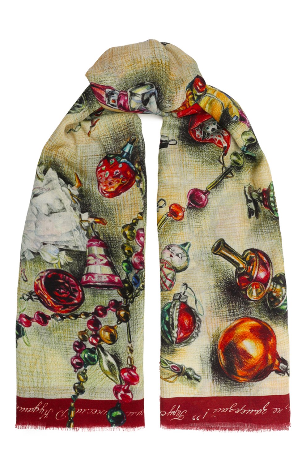 Кашемировая шаль новогодние игрушки GOURJI, арт. T23XMST8R, фото 1